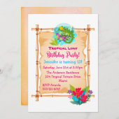 Green Lizard Tropical Luau Birthday Invite Einladung (Vorne/Hinten)