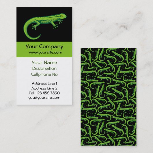 Green Lizard Vertical Visitenkarte (Vorne/Hinten)