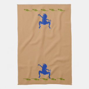 Green Lizards & Blue Dancing Kokopelli Geschirrtuch