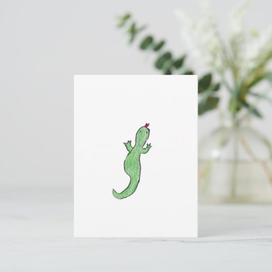 Green Lizzard Postkarte (Stehend Vorderseite)