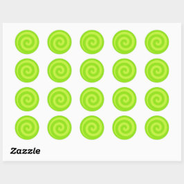Green Lollipop Swirl Circle Stickers