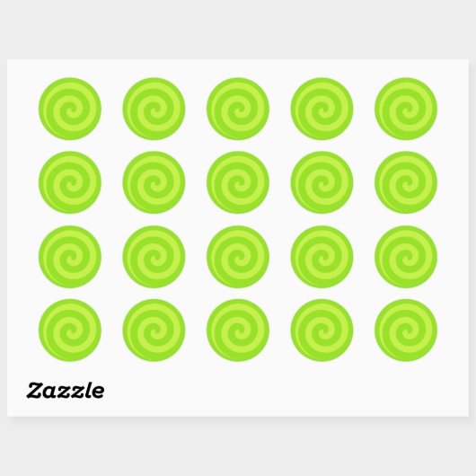 Green Lollipop Swirl Circle Stickers (Blatt)