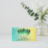 Green Lotus Blume Yoga Lehrer Holistische Wellness Visitenkarte (Stehend Vorderseite)