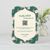 Green Lotus Lanterns Indian Wedding RSVP Card Einladung (Stehend Vorderseite)