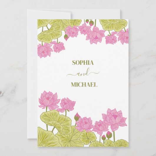 Green Lotus Lily Blume Hochzeit Indianer danke Ihn Einladung (Rückseite)