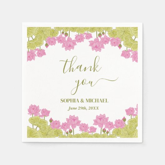 Green Lotus Lily Blume Hochzeit Indiens Serviette (Vorderseite)