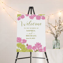 Green Lotus Lily Blume Hochzeit Willkommen