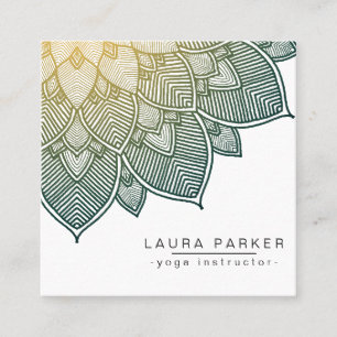 Green Lotus Mandala Yoga Instructor Holistic Quadratische Visitenkarte