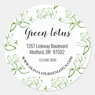 Green Lotus Modern DIY Geschäftsadresse Aufkleber