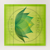 Green Lotus Patience and Resilience Symbol Bloral Puzzle (Horizontal)