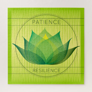 Green Lotus Patience and Resilience Symbol Bloral Puzzle