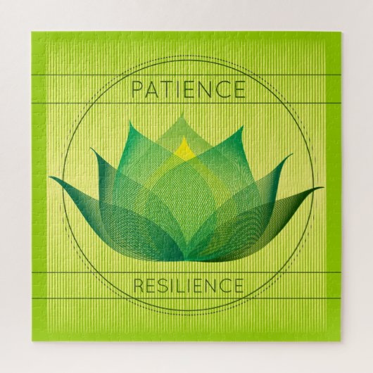 Green Lotus Patience and Resilience Symbol Bloral Puzzle (Vertikal)