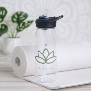 Green Lotus Yoga Personalisierter Name Trinkflasche