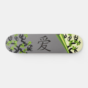 Green Love Birds Sakura Tree Chinesische Liebe Sym Skateboard