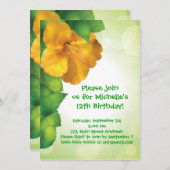 Green Luau Hibiskus Hawaii Einladungen (Vorne/Hinten)