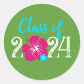 Green Luau Tropical Abschluss Round Stickers (Vorderseite)