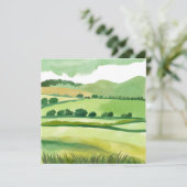 Green Lucious Hillside | Natur Wasserfarbe Karte (Stehend Vorderseite)