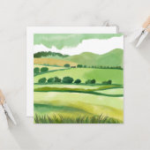 Green Lucious Hillside | Natur Wasserfarbe Karte (Vorderseite/Rückseite Beispiel)