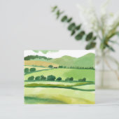 Green Lucious Hillside | Natur Wasserfarbe Postkarte (Stehend Vorderseite)