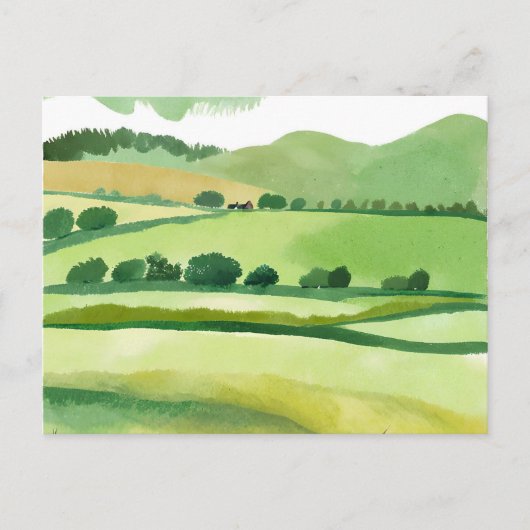 Green Lucious Hillside | Natur Wasserfarbe Postkarte (Vorderseite)
