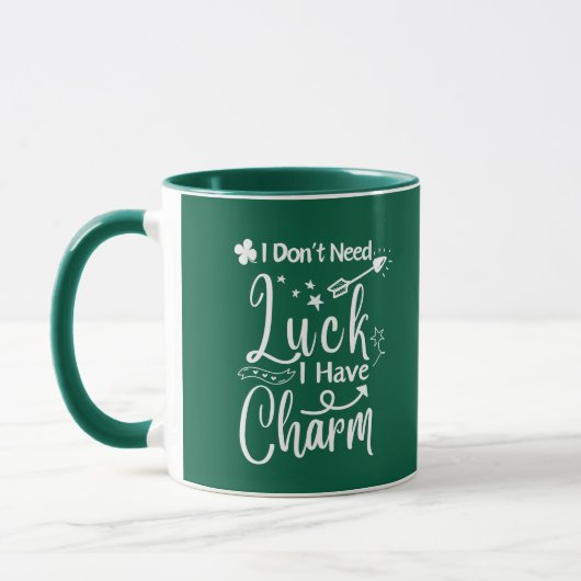 Green Luck Vierblättriges Kleeblatt St Patrick Day Tasse (Links)