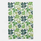 Green Lucky 4 Blätter Kleeblätter Kleeblatt Muster Geschirrtuch (Vertikal)
