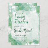 Green Lucky Charm Watercolor Gender Reveal Einladung (Vorne/Hinten)