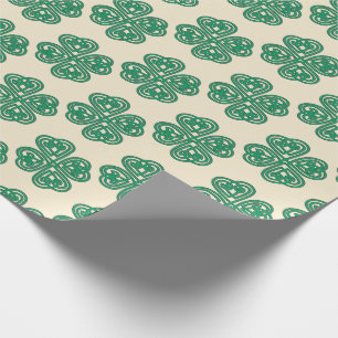 Green Lucky Clover Celtic Knot Wrapping Paper Geschenkpapier