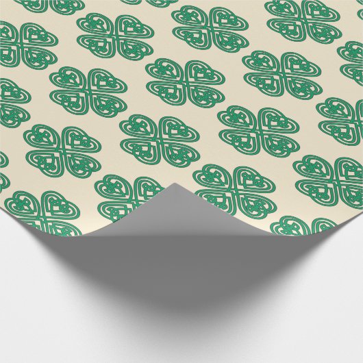 Green Lucky Clover Kleeblatt Celtic Knot Geschenkpapier (Ecke)