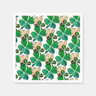 Green Lucky Clover Kleeblatt Muster Serviette