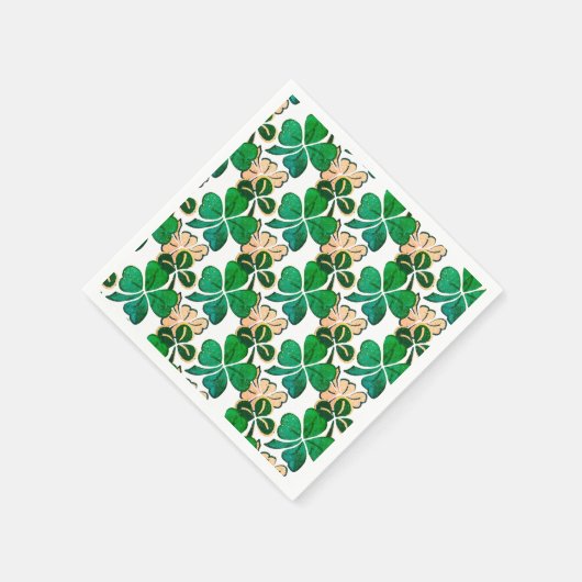 Green Lucky Clover Kleeblatt Muster Serviette (Ecke)