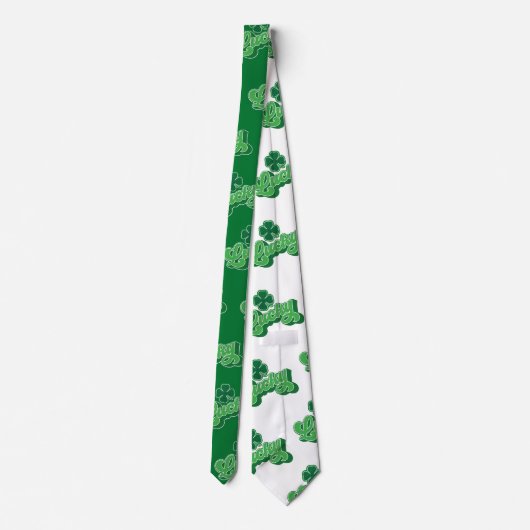 Green Lucky Clover Leaf St. Patrick's Day Krawatte (Rückseite)