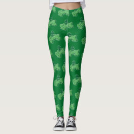 Green Lucky Clover Leaf St. Patrick's Day Leggings