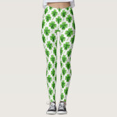 Green Lucky Clover Pattern St Patrick's Day Leggings (Vorderseite)