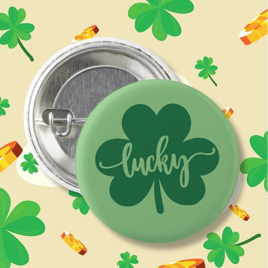 Green Lucky Clover St. Patrick Day rund um Button