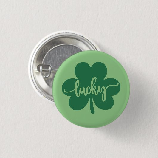 Green Lucky Clover St. Patrick Day rund um Button (Vorne & Hinten)