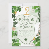 Green Lucky Clover St. Patrick's Day Baby Shower Dankeskarte (Vorderseite)
