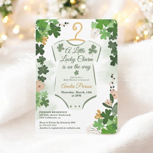 Green Lucky Clover St. Patrick's Day Baby Shower Einladung
