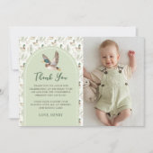 Green Lucky Duck Boy Birthday Foto Danke Karte (Vorderseite)