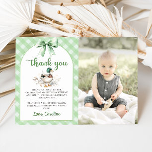 Green Lucky Duck Boy Birthday Foto Danke Karte