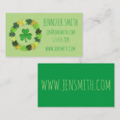 Green Lucky Irish Kleeblatt Clover Wreath St. Padd Visitenkarte (Vorne/Hinten)