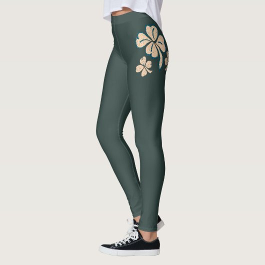 Green Lucky Kleeblatt Clover St Patrick`s Day Leggings (Links)