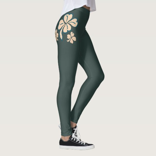 Green Lucky Kleeblatt Clover St Patrick`s Day Leggings (Rechts)