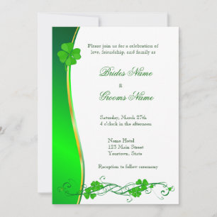 Green Lucky Kleeblatt Muster Hochzeit Einladung