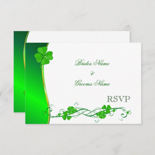Green Lucky Kleeblatt Muster RSVP Karten (Vorne/Hinten)