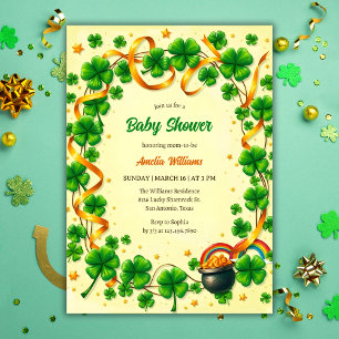 Green Lucky Kleeblatt St Patricks Day Kinderdusche Einladung