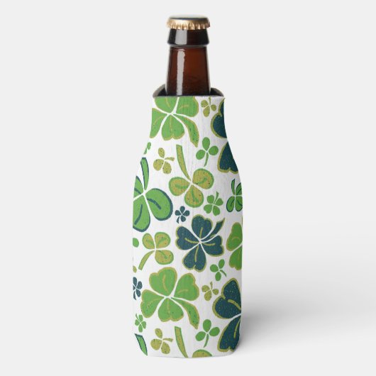 Green Lucky Kleeblatts Clover St Patrick`s Day Flaschenkühler (Flaschenvorderseite)