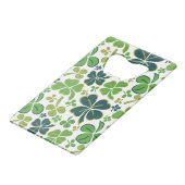 Green Lucky Kleeblatts Clover St Patrick`s Day Geldbeutel Flaschenöffner (Rückseite Schrägansicht)