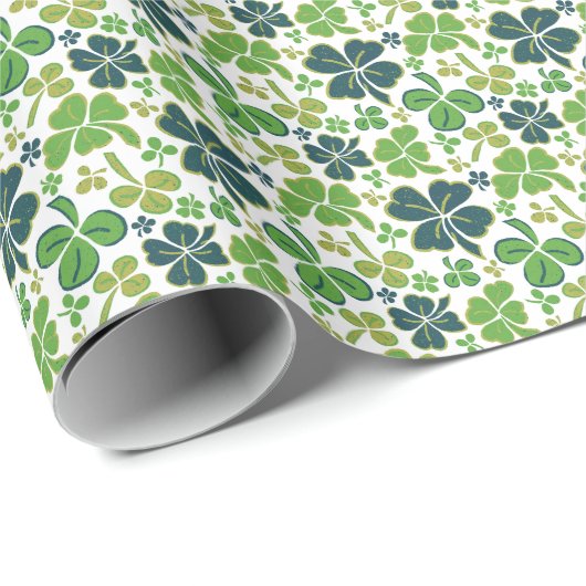 Green Lucky Kleeblatts Clover St Patrick`s Day Geschenkpapier (Rolleneckpunkt)