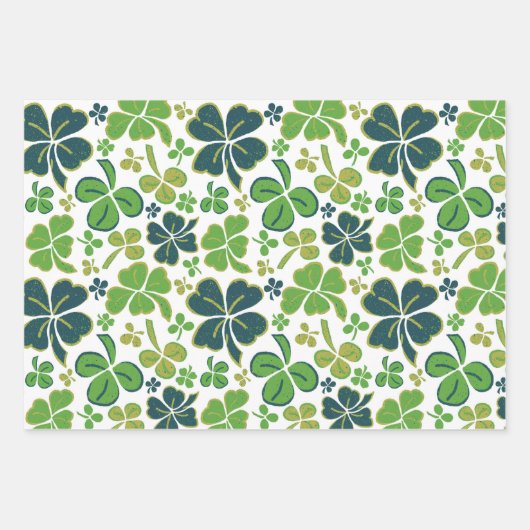 Green Lucky Kleeblatts Clover St Patrick`s Day Geschenkpapier Set (Vorderseite 2)